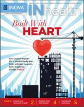 InHealth magazine cover that says "Built with Heart"