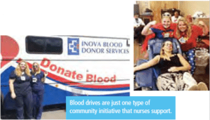 nurses cheering on a donor at a blood drive