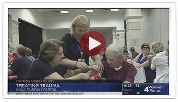 video thumbnail: a nurse showing people how to wrap a tourniquet