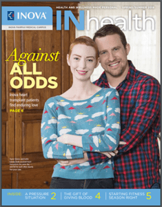 magazine cover with smiling couple embracing