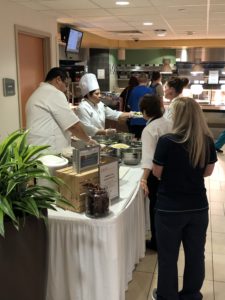 a chef's table in a cafeteria
