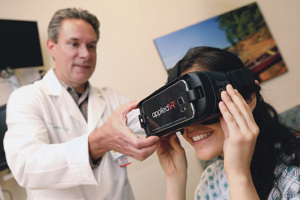 Rett Embrey, MD, of Inova Mount Vernon Hospital has implemented virtual reality to ease patient anxiety.