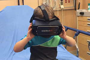Virtual reality offers immersive distraction helps to relax patients. 